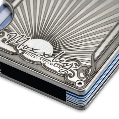 Moxxley MX-337 metal credit card holder – slim stainless steel wallet, playing-card design