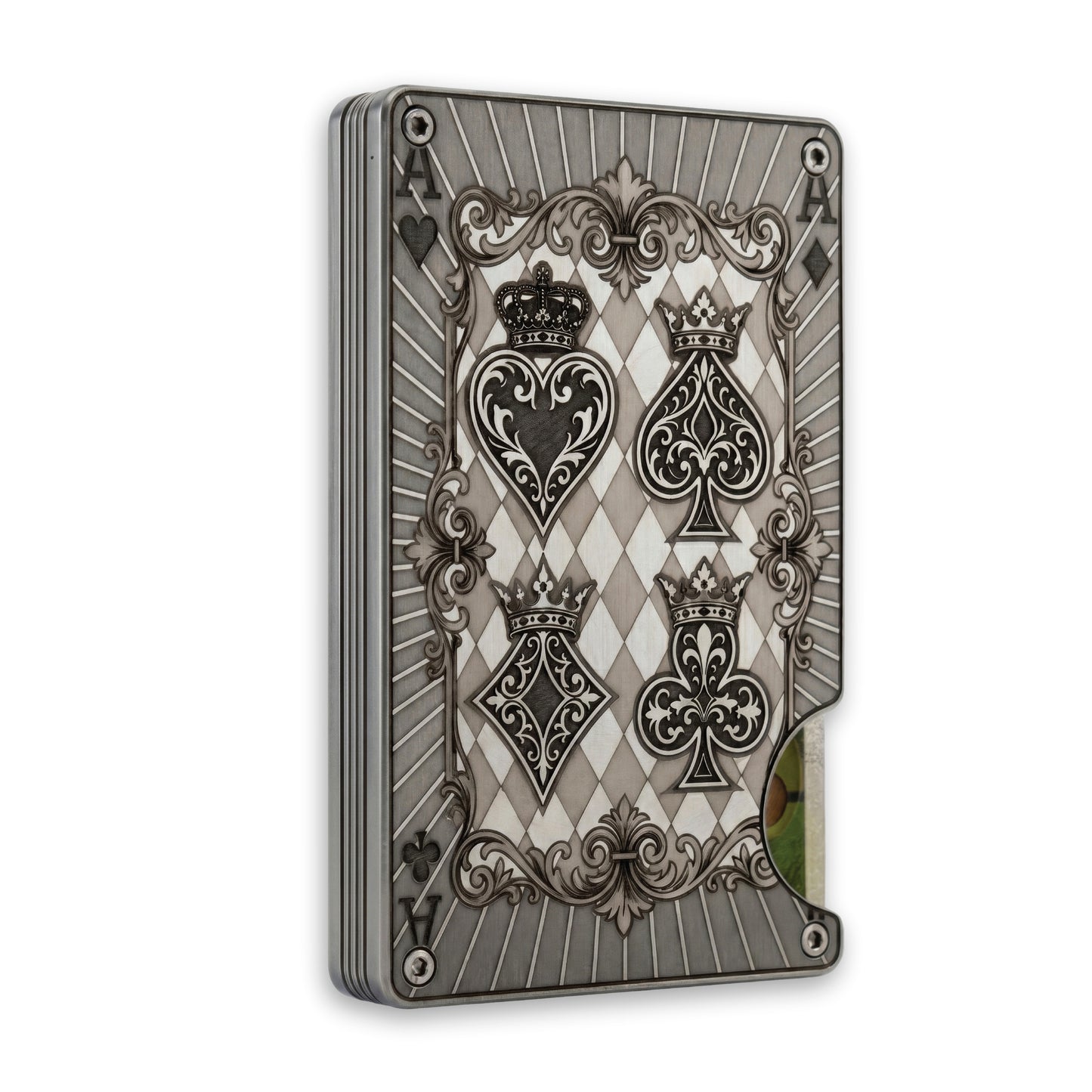 Moxxley MX-337 metal credit card holder – slim stainless steel wallet, playing-card design