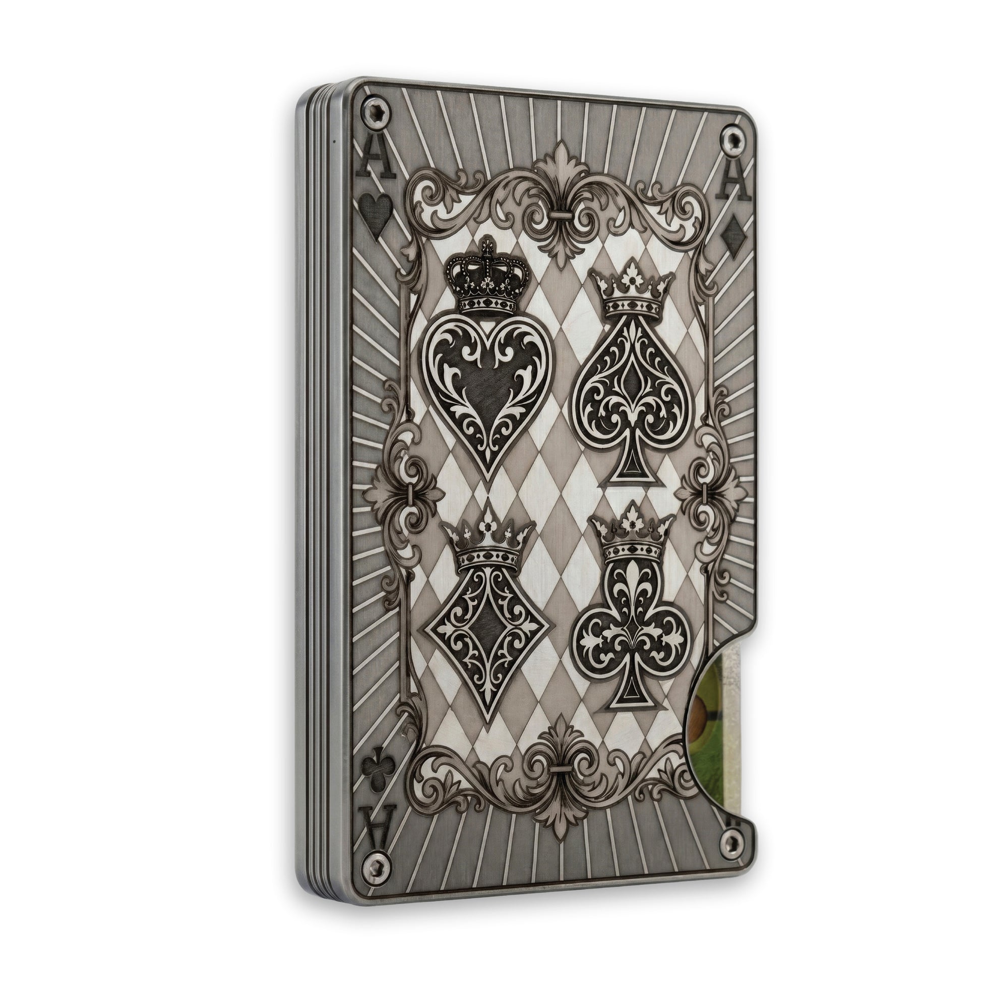 Moxxley MX-337 metal credit card holder – slim stainless steel wallet, playing-card design