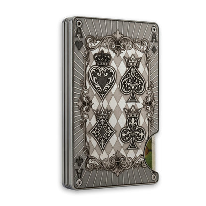 Moxxley MX-337 metal credit card holder – slim stainless steel wallet, playing-card design