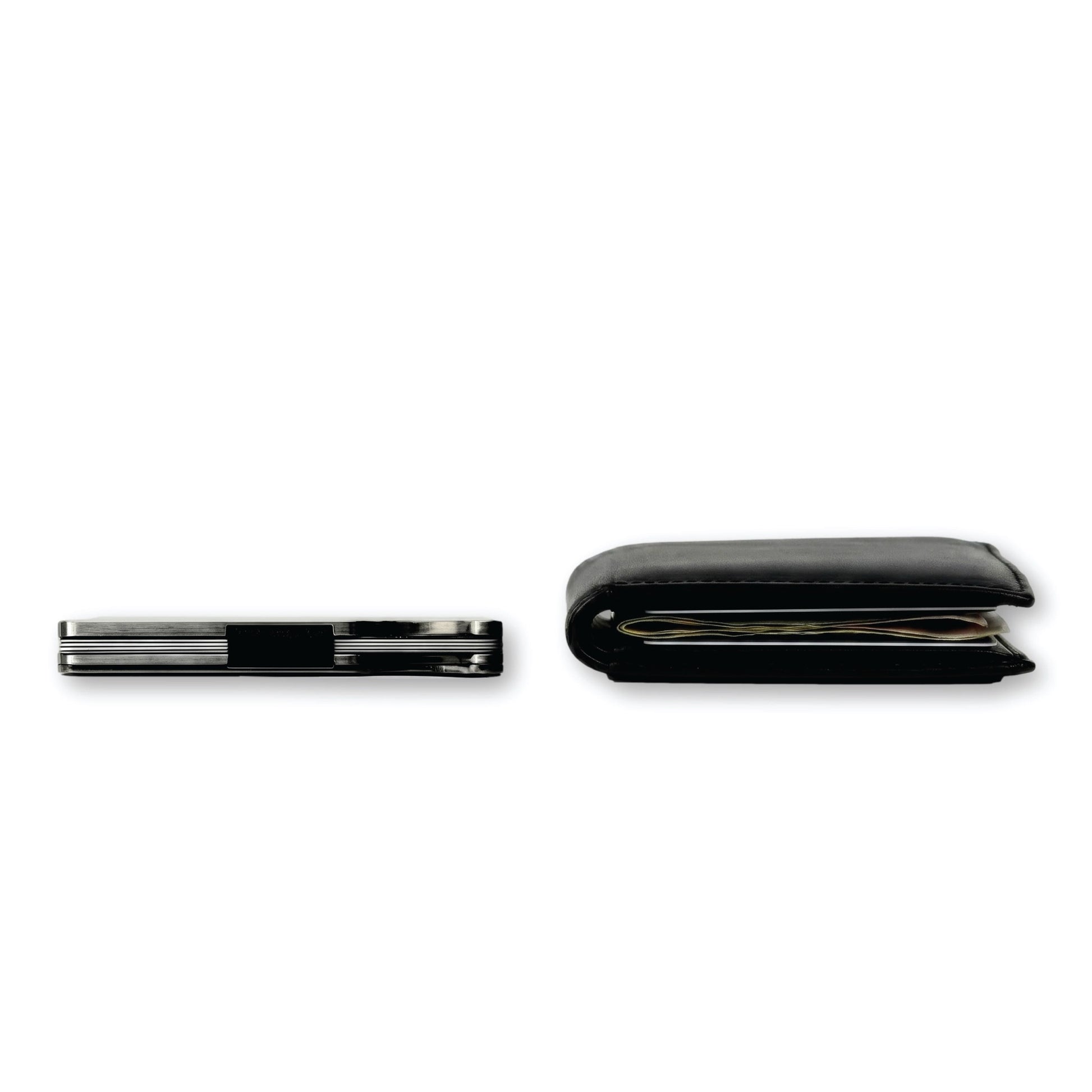 Moxxley MX-338 metal credit card holder – slim stainless steel wallet with money clip, playing-card design