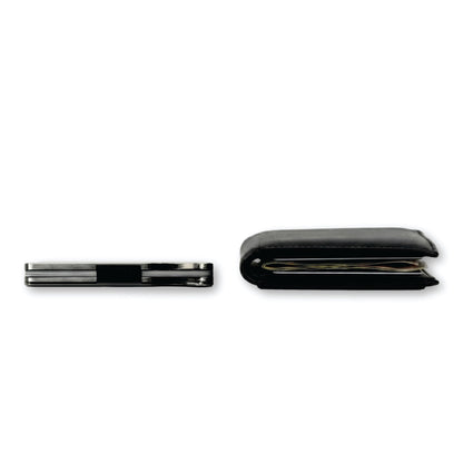 Moxxley MX-338 metal credit card holder – slim stainless steel wallet with money clip, playing-card design