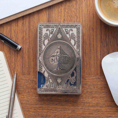 Moxxley MX-338 metal credit card holder – slim stainless steel wallet with money clip, playing-card design