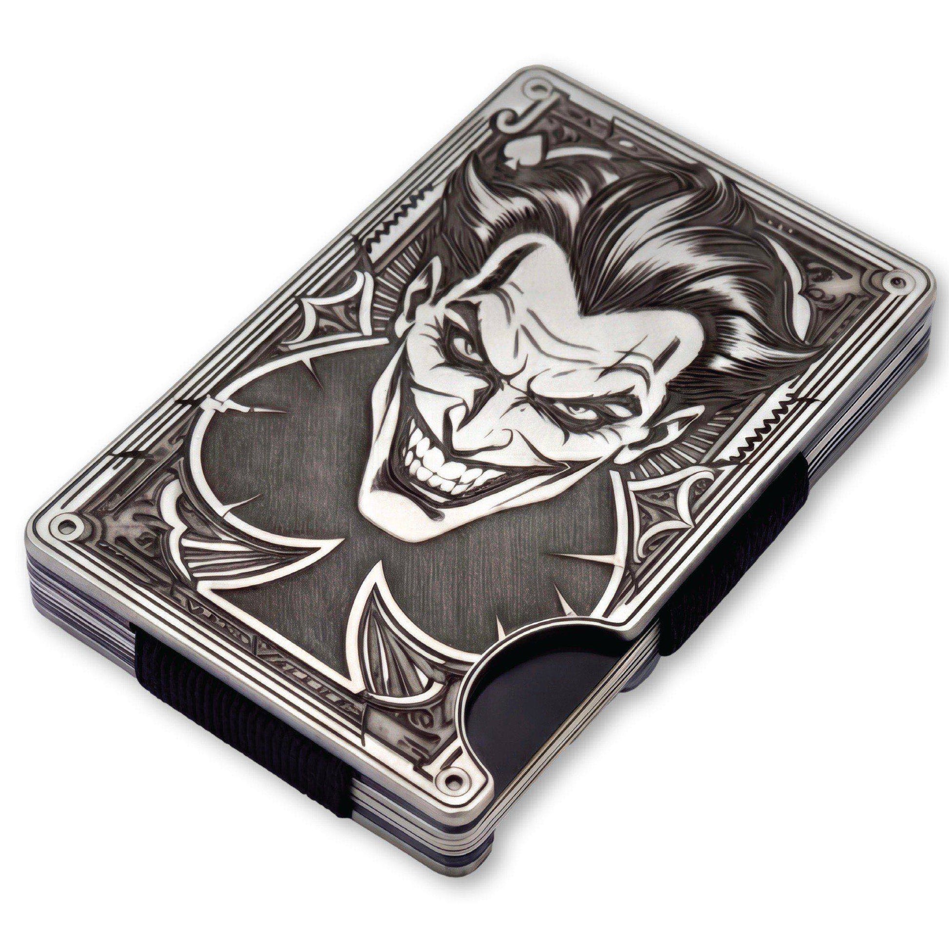 Moxxley MX-338 metal credit card holder – slim stainless steel wallet with money clip, playing-card design