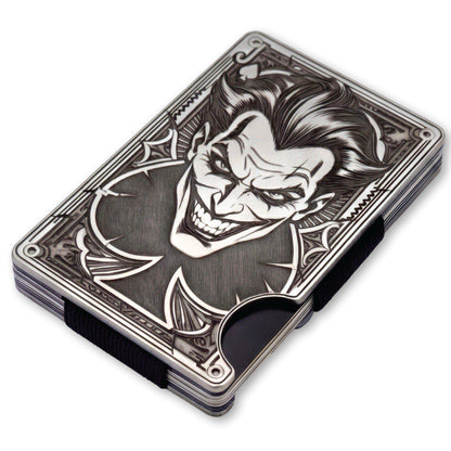Moxxley MX-338 metal credit card holder – slim stainless steel wallet with money clip, playing-card design