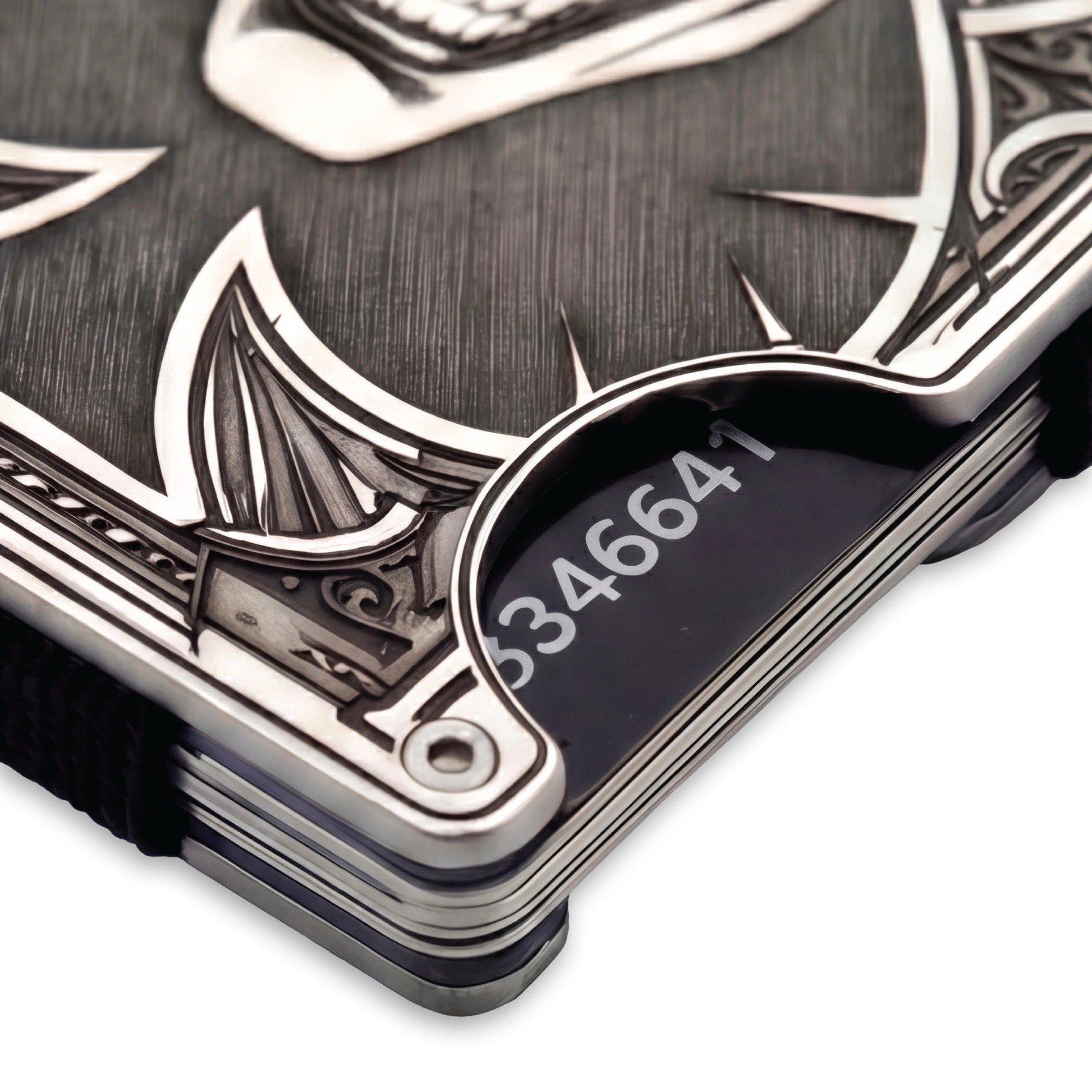 Moxxley MX-338 metal credit card holder – slim stainless steel wallet with money clip, playing-card design