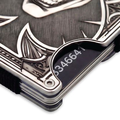 Moxxley MX-338 metal credit card holder – slim stainless steel wallet with money clip, playing-card design