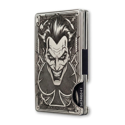 Moxxley MX-338 metal credit card holder – slim stainless steel wallet with money clip, playing-card design