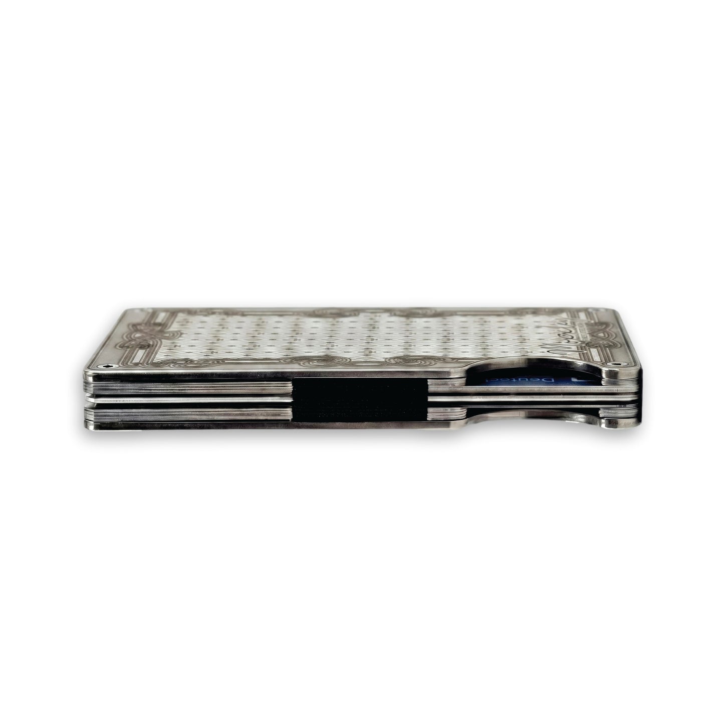 Moxxley MX-339 metal credit card holder – slim stainless steel wallet with money clip, playing-card design