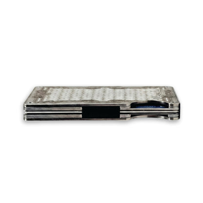 Moxxley MX-339 metal credit card holder – slim stainless steel wallet with money clip, playing-card design