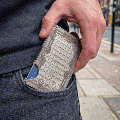 Moxxley MX-339 metal credit card holder – slim stainless steel wallet with money clip, playing-card design