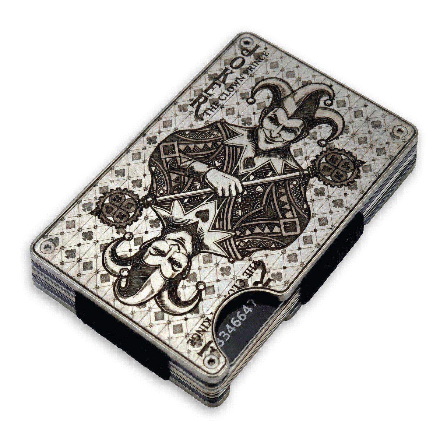 Moxxley MX-339 metal credit card holder – slim stainless steel wallet with money clip, playing-card design