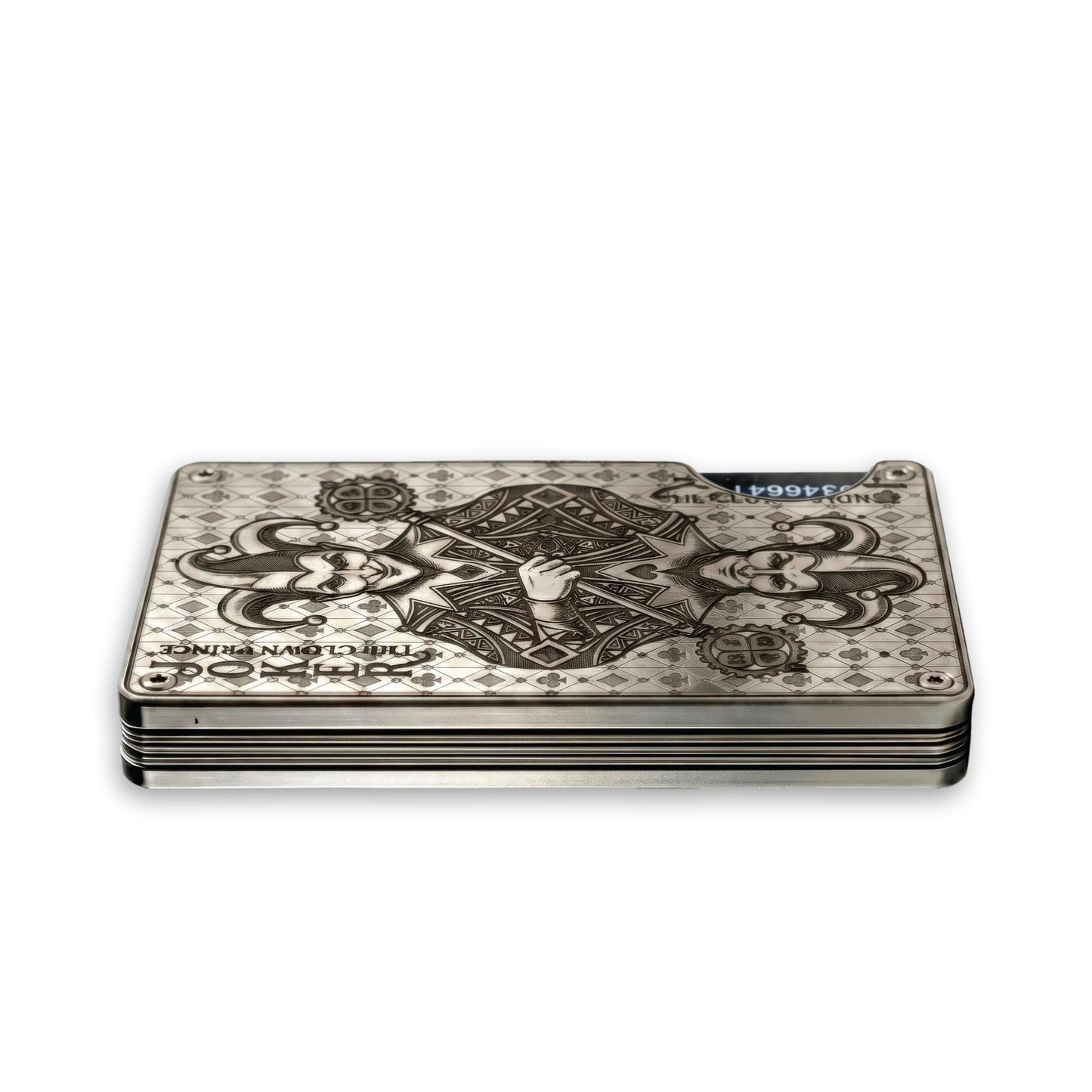 Moxxley MX-339 metal credit card holder – slim stainless steel wallet with money clip, playing-card design