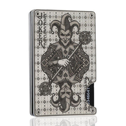 Moxxley MX-339 metal credit card holder – slim stainless steel wallet, playing-card design