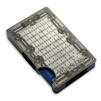 Moxxley MX-339 metal credit card holder – slim stainless steel wallet, playing-card design