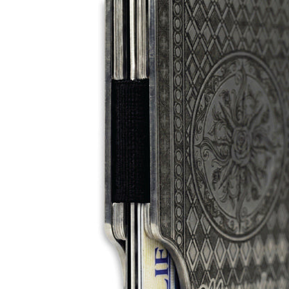 Moxxley MX-340 metal credit card holder – slim stainless steel wallet with money clip, playing-card design