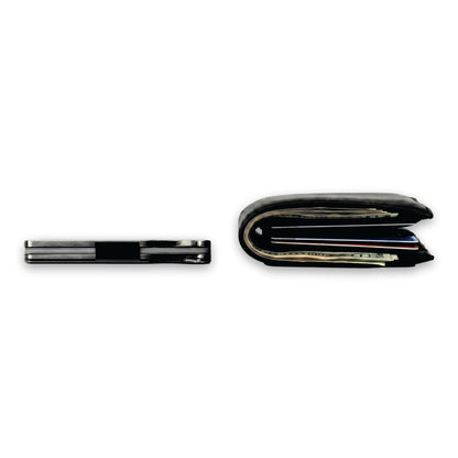 Moxxley MX-340 metal credit card holder – slim stainless steel wallet with money clip, playing-card design