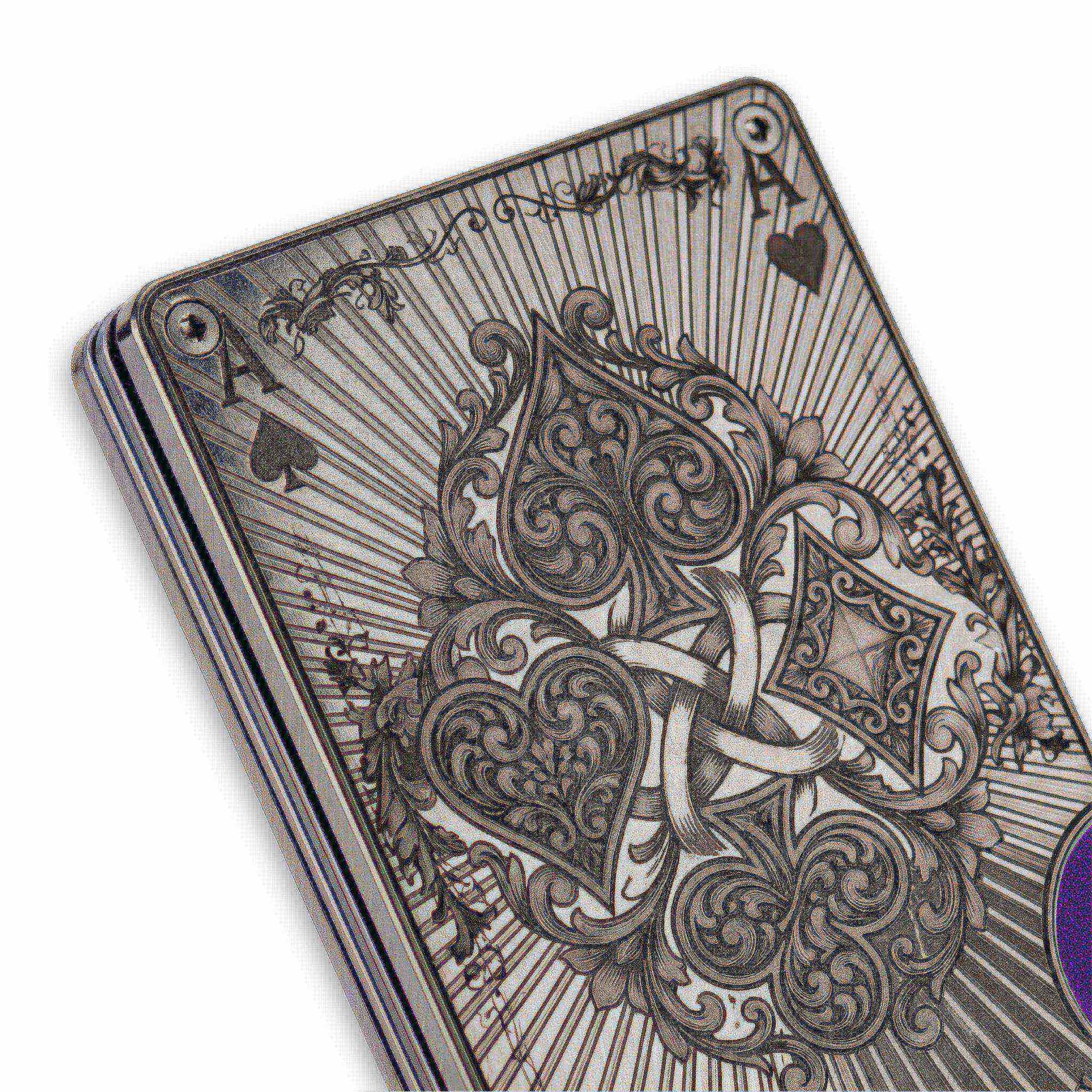 Moxxley MX-340 metal credit card holder – slim stainless steel wallet with money clip, playing-card design