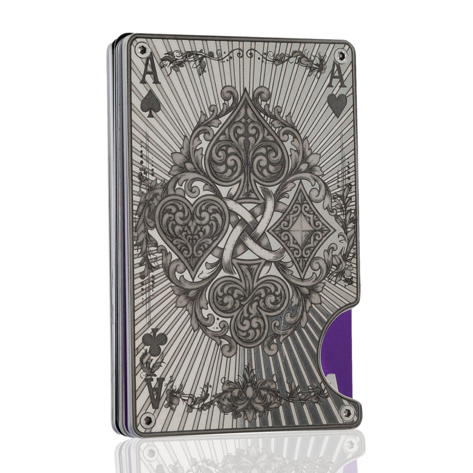 Moxxley MX-340 metal credit card holder – slim stainless steel wallet, playing-card design