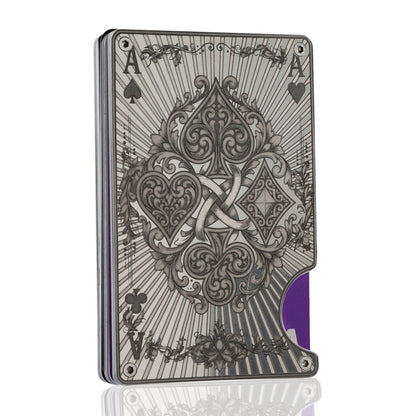 Moxxley MX-340 metal credit card holder – slim stainless steel wallet, playing-card design