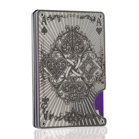 Moxxley MX-340 metal credit card holder – slim stainless steel wallet, playing-card design