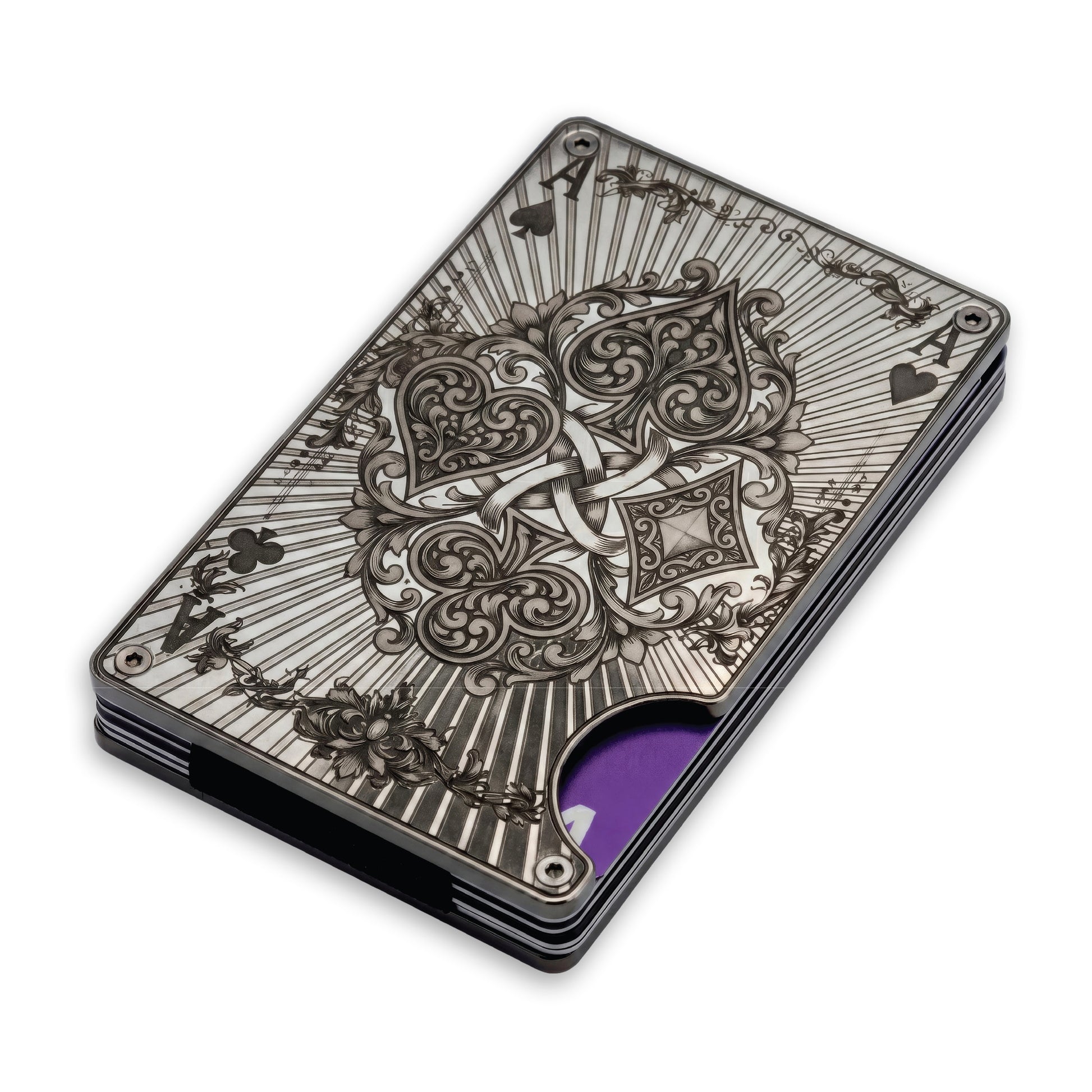 Moxxley MX-340 metal credit card holder – slim stainless steel wallet, playing-card design