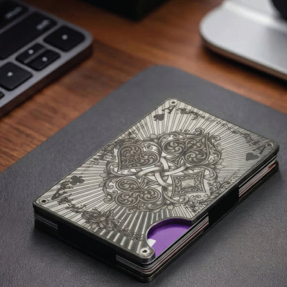 Moxxley MX-340 metal credit card holder – slim stainless steel wallet, playing-card design