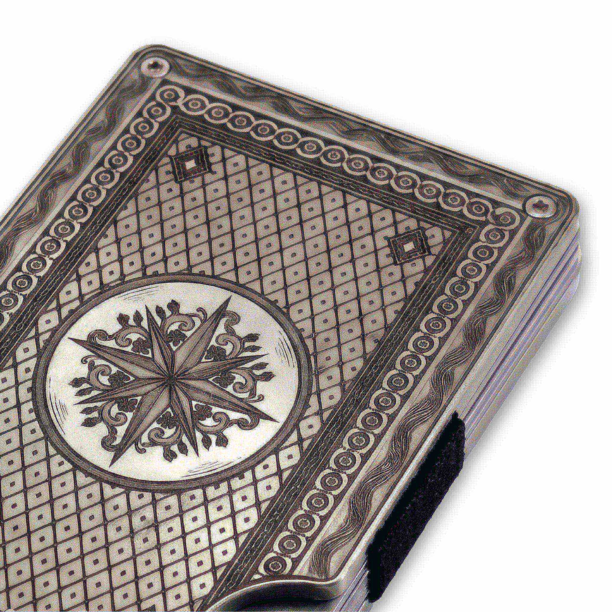 Moxxley MX-341 metal credit card holder – slim stainless steel wallet with money clip, playing-card design