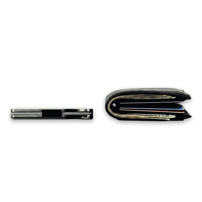 Moxxley MX-341 metal credit card holder – slim stainless steel wallet with money clip, playing-card design