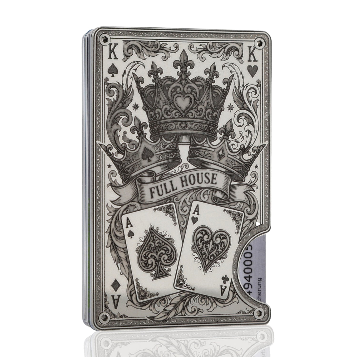 Moxxley MX-341 metal credit card holder – slim stainless steel wallet, playing-card design