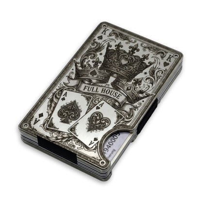 Moxxley MX-341 metal credit card holder – slim stainless steel wallet, playing-card design