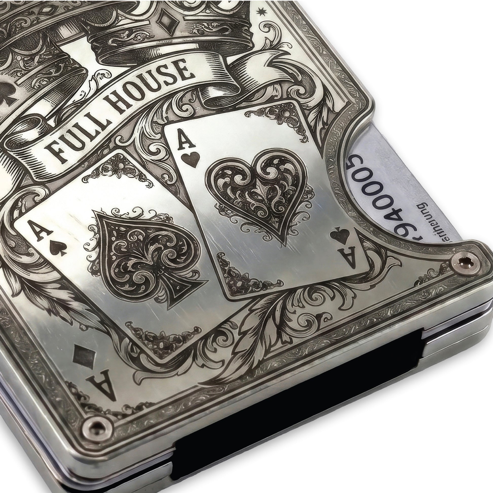 Moxxley MX-341 metal credit card holder – slim stainless steel wallet, playing-card design