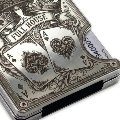 Moxxley MX-341 metal credit card holder – slim stainless steel wallet, playing-card design