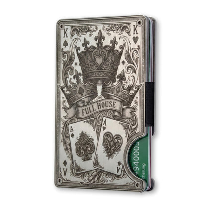 Moxxley MX-341 metal credit card holder – slim stainless steel wallet, playing-card design