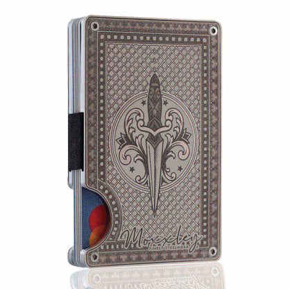 Moxxley MX-342 metal credit card holder – slim stainless steel wallet with money clip, playing-card design