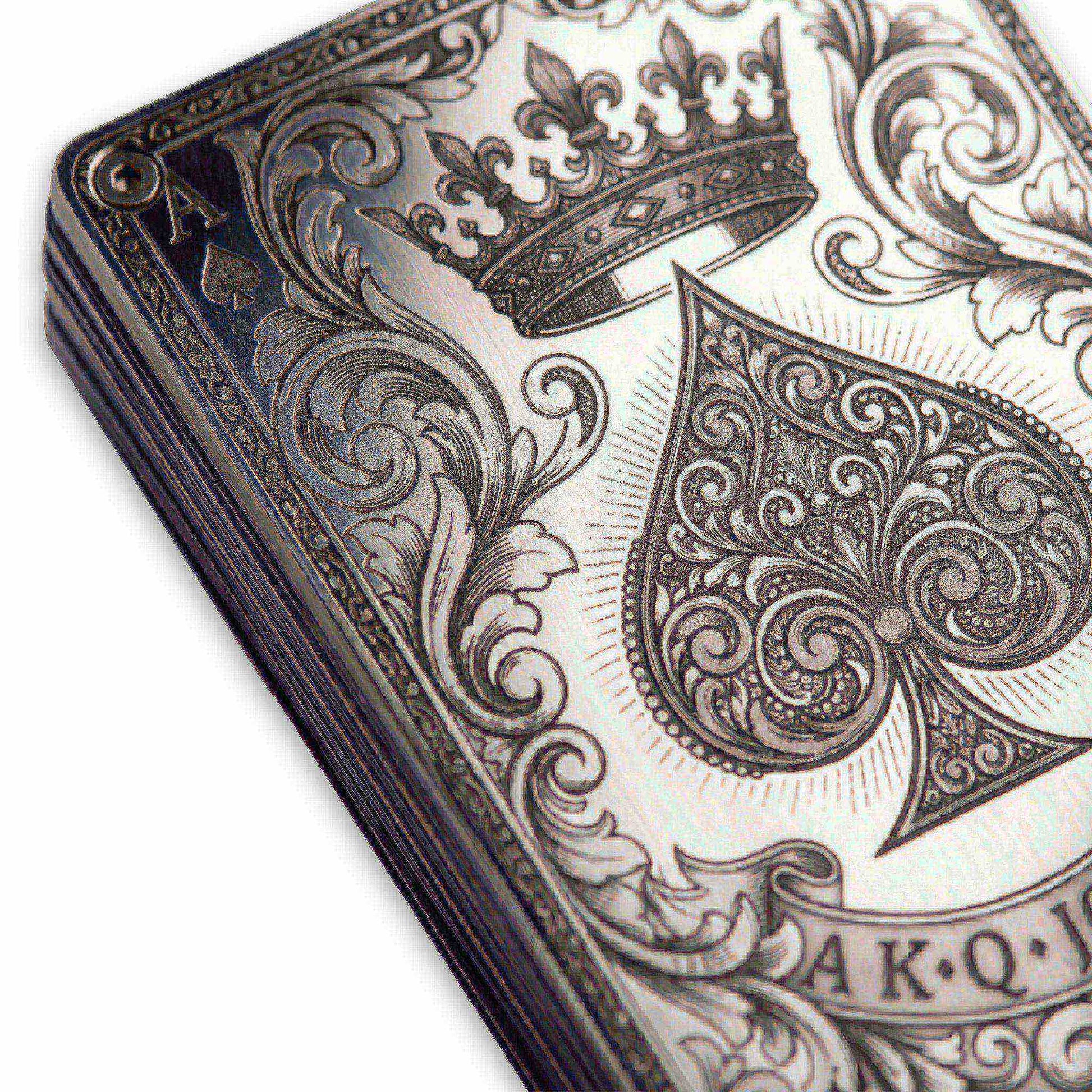 Moxxley MX-342 metal credit card holder – slim stainless steel wallet with money clip, playing-card design