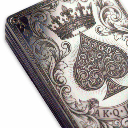 Moxxley MX-342 metal credit card holder – slim stainless steel wallet with money clip, playing-card design