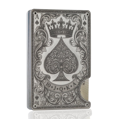 Moxxley MX-342 metal credit card holder – slim stainless steel wallet, playing-card design