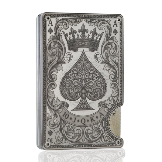 Moxxley MX-342 metal credit card holder – slim stainless steel wallet, playing-card design