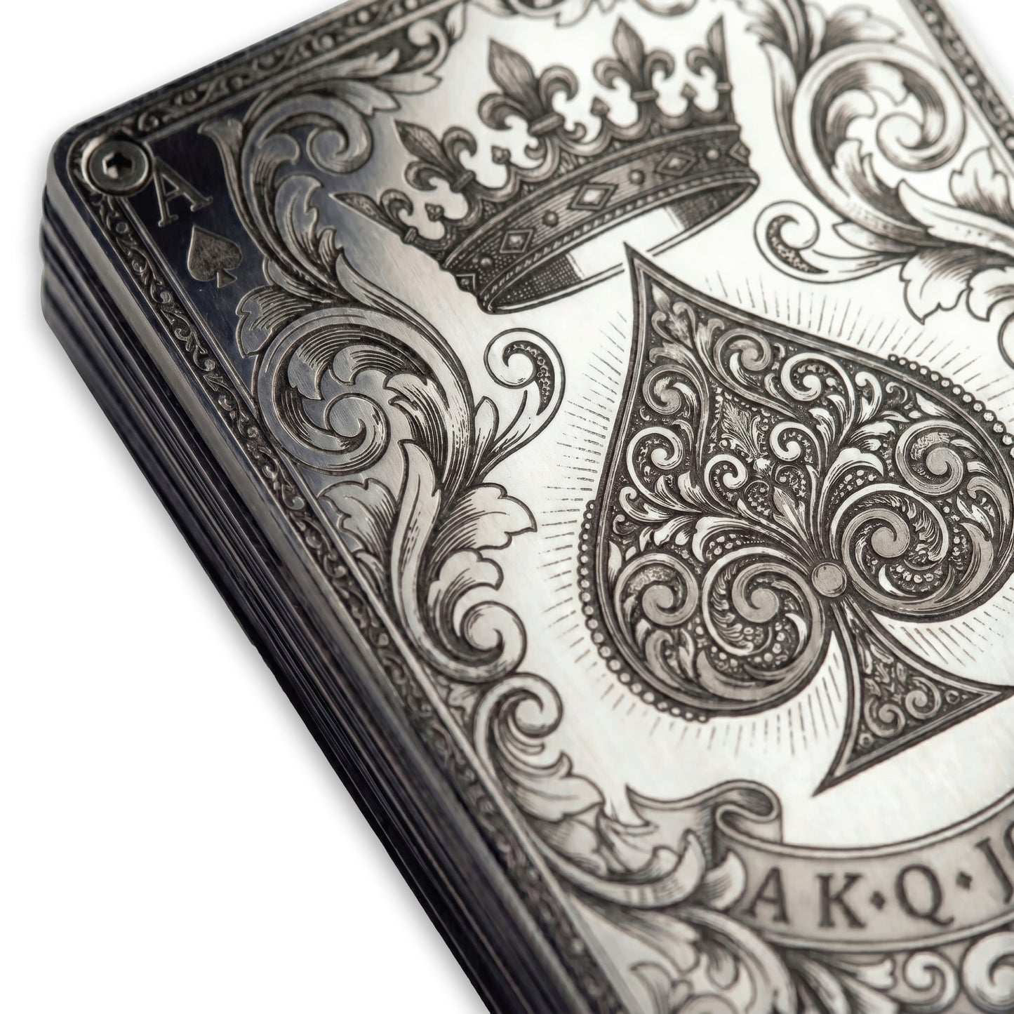 Moxxley MX-342 metal credit card holder – slim stainless steel wallet, playing-card design