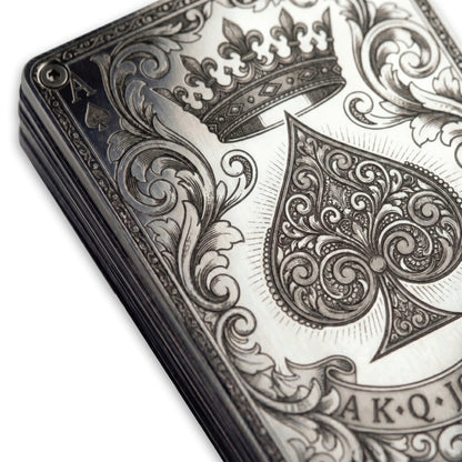 Moxxley MX-342 metal credit card holder – slim stainless steel wallet, playing-card design