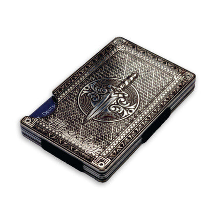 Moxxley MX-343 metal credit card holder – slim stainless steel wallet with money clip, playing-card design