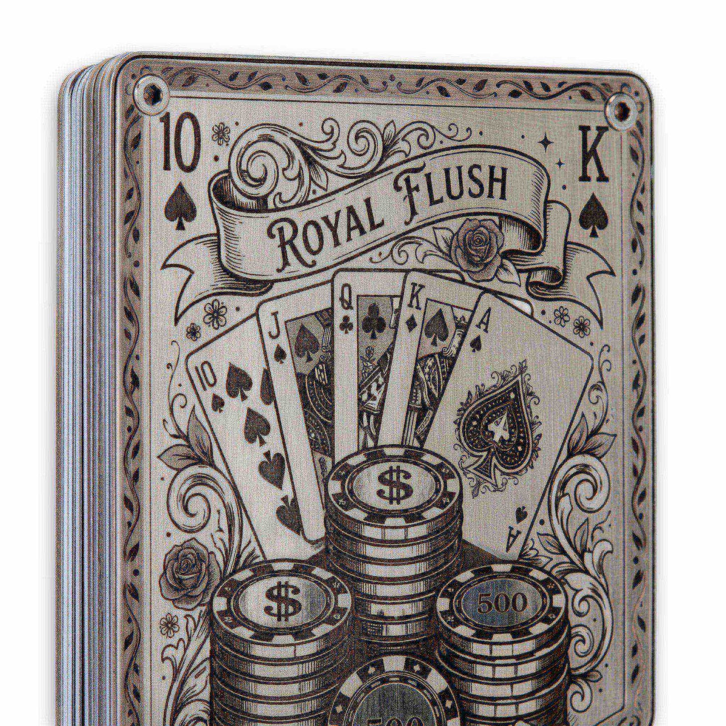 Moxxley MX-343 metal credit card holder – slim stainless steel wallet with money clip, playing-card design