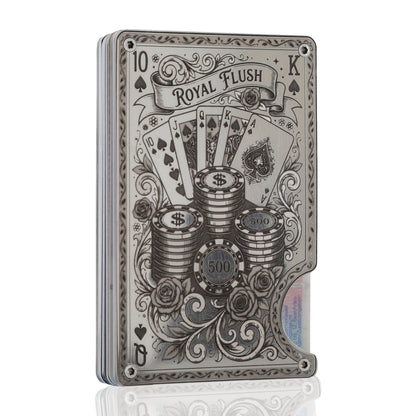 Moxxley MX-343 metal credit card holder – slim stainless steel wallet, playing-card design