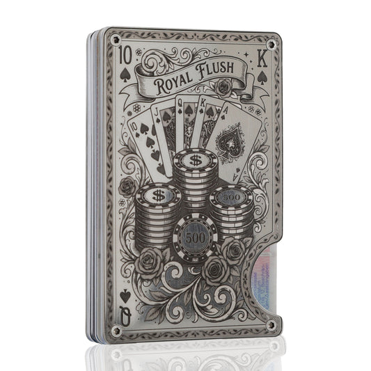 Moxxley MX-343 metal credit card holder – slim stainless steel wallet, playing-card design
