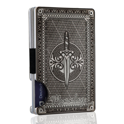 Moxxley MX-343 metal credit card holder – slim stainless steel wallet, playing-card design