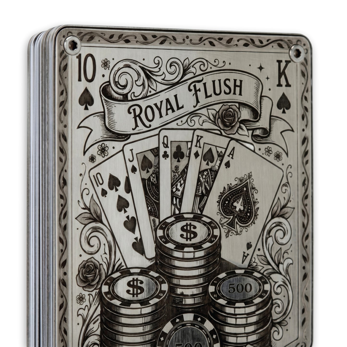 Moxxley MX-343 metal credit card holder – slim stainless steel wallet, playing-card design