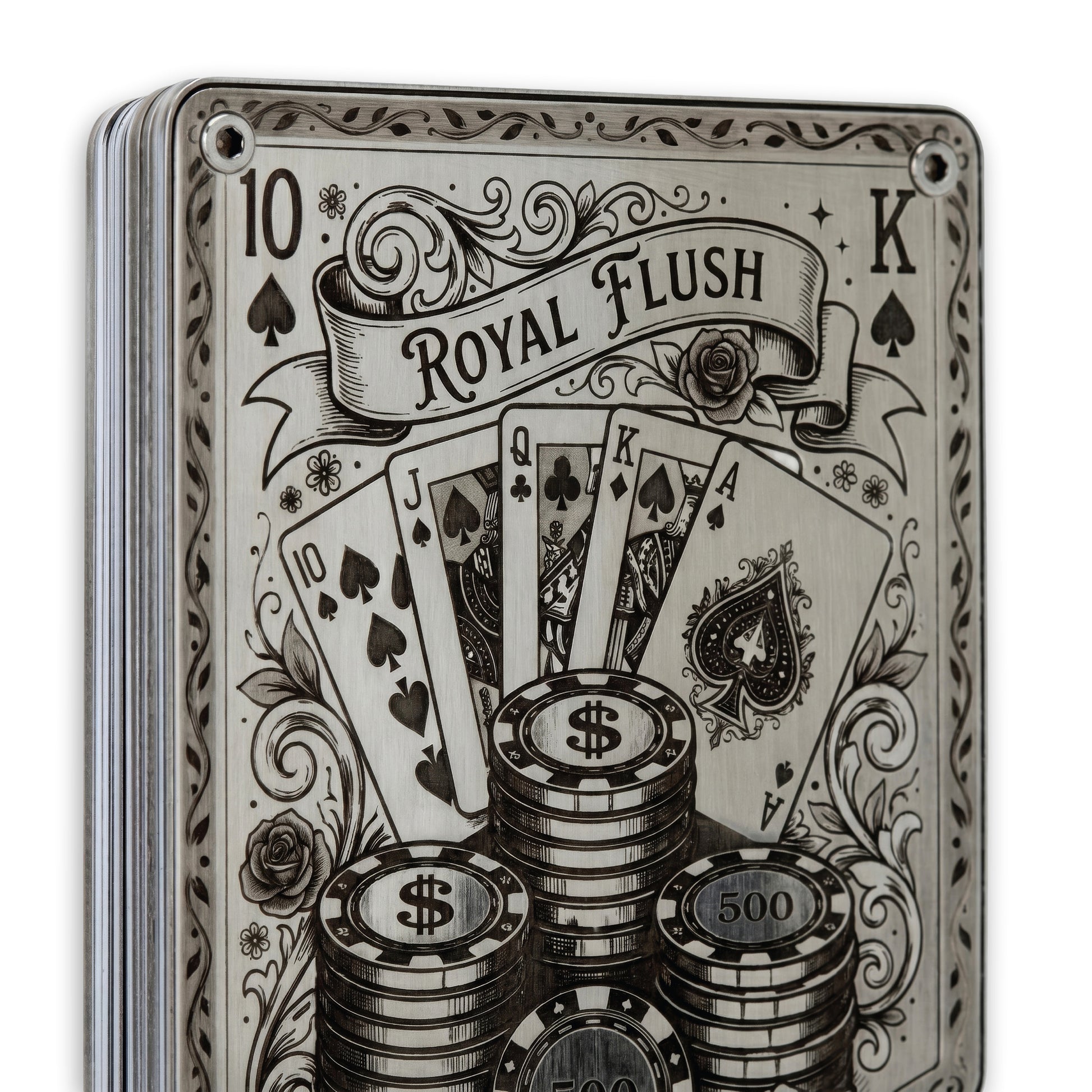 Moxxley MX-343 metal credit card holder – slim stainless steel wallet, playing-card design