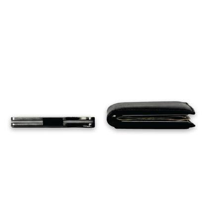 Moxxley MX-344 metal credit card holder – slim stainless steel wallet with money clip, playing-card design