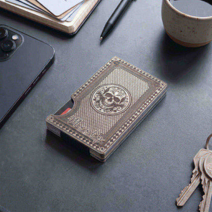 Moxxley MX-344 metal credit card holder – slim stainless steel wallet with money clip, playing-card design